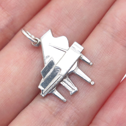 WELLS 925 Sterling Silver Vintage Grand Piano Minimalist Charm Pendant
