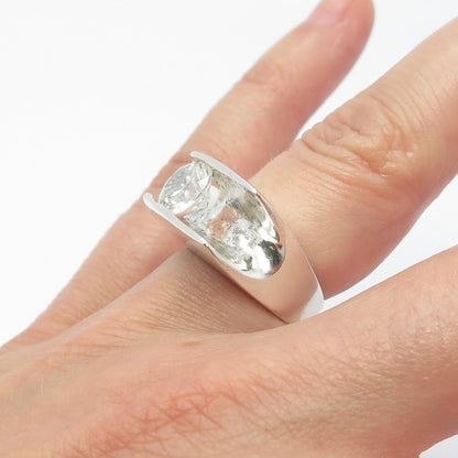 925 Sterling Silver Vintage Mexico C Z Bar Ring Size 4.75