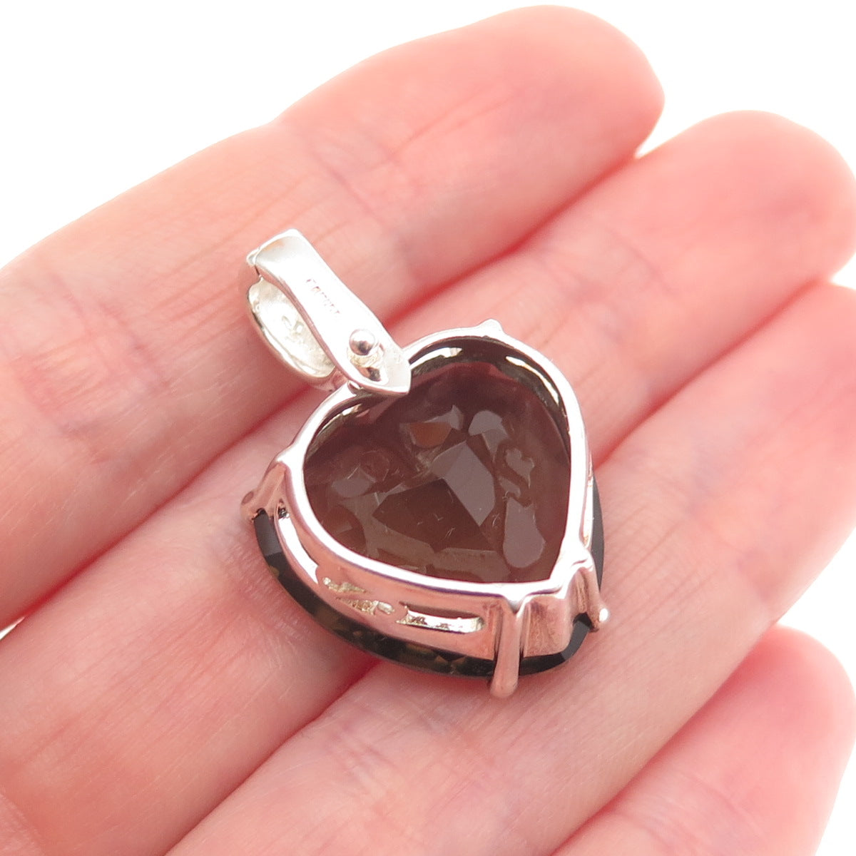 CHATEAU D'ARGENT & David Sigal Sterling Vintage Real Smoky Quartz Heart Pendant