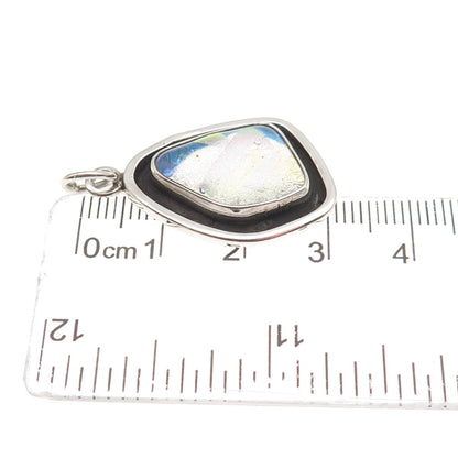 925 Sterling Silver Vintage Dichroic Glass Modernist Charm Pendant