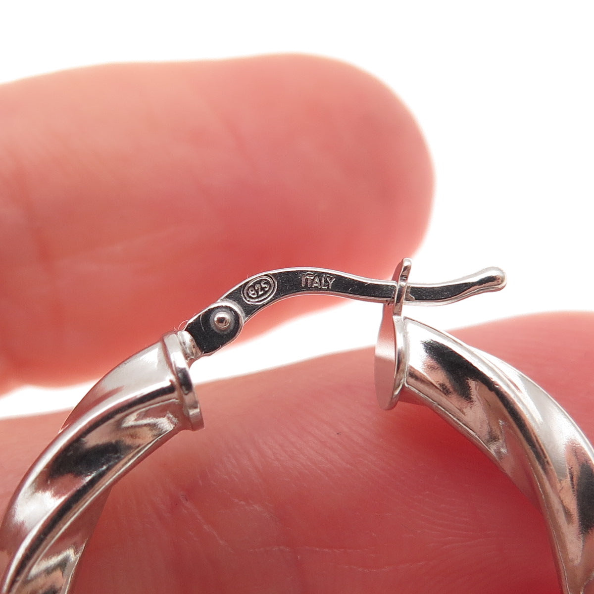 925 Sterling Silver Vintage Italy Twisted Hoop Earrings
