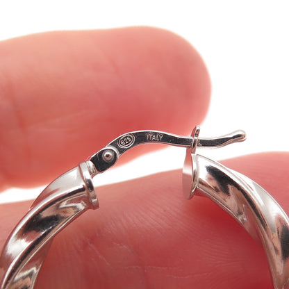 925 Sterling Silver Vintage Italy Twisted Hoop Earrings