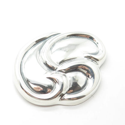 925 Sterling Silver Vintage Mexico Ribbed Pin Brooch