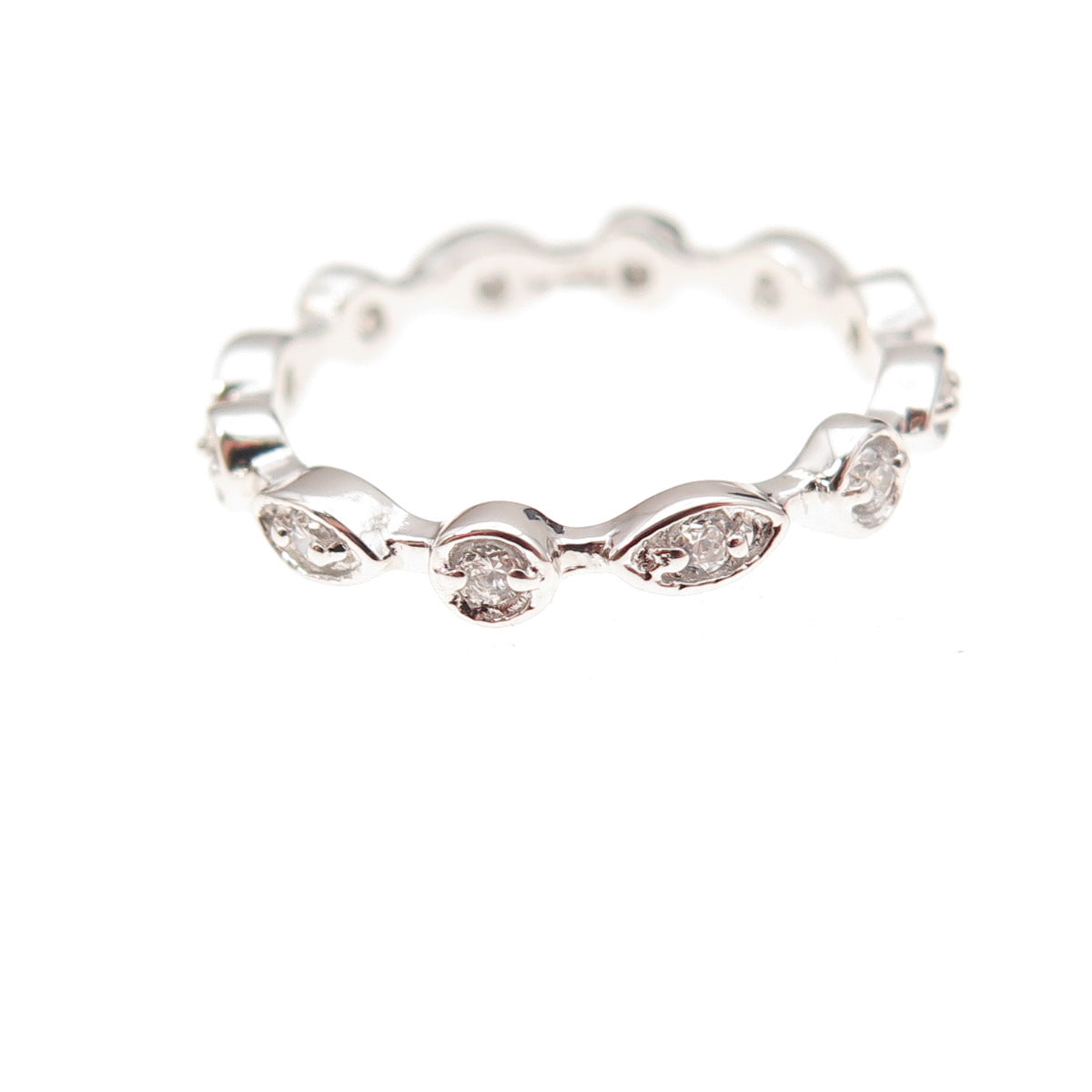 925 Sterling Silver Round-Cut C Z All Around Eternity Band Ring Size 6