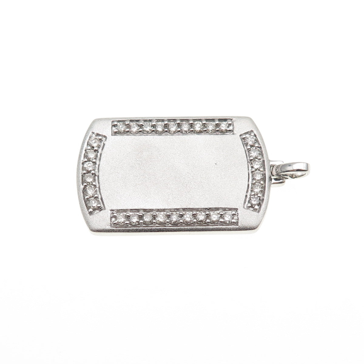 JANE SEYMOUR 925 Sterling Silver Real Round-Cut Diamond Tag Charm Pendant