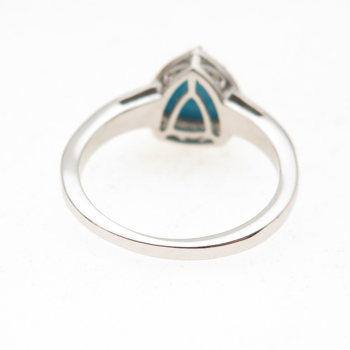Chuck Clemency 925 Sterling Silver Real Turquoise & White Topaz Ring Size 8