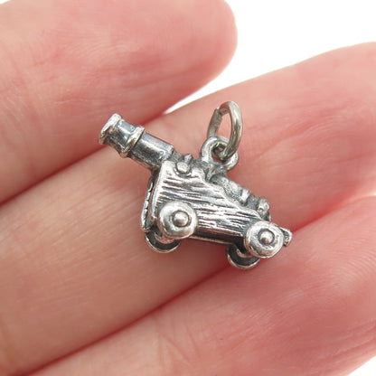 925 Sterling Silver Vintage Artillery 3D Charm Pendant