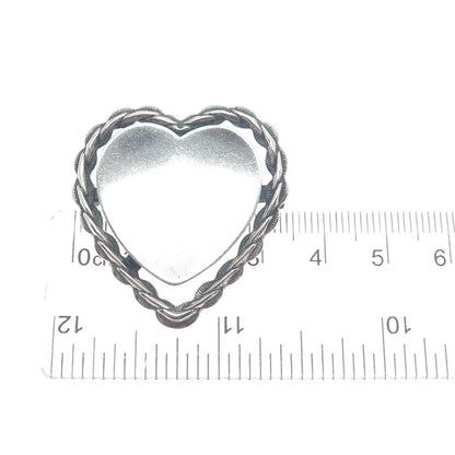 BEAU 925 Sterling Silver Antique Art Deco Heart Oxidized Pin Brooch