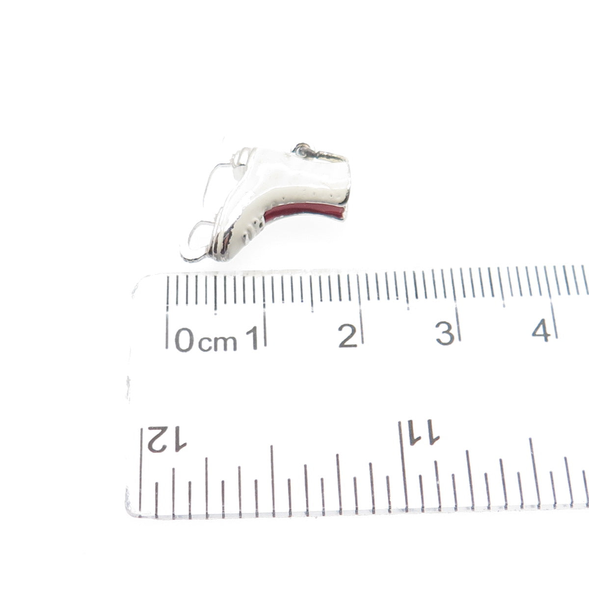 WELLS Sterling Silver Vintage Enamel Ice Skating Shoe Minimalist Charm Pendant