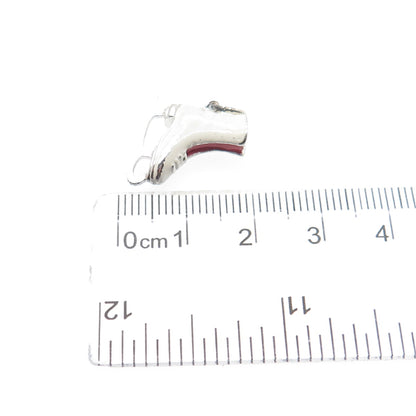 WELLS Sterling Silver Vintage Enamel Ice Skating Shoe Minimalist Charm Pendant