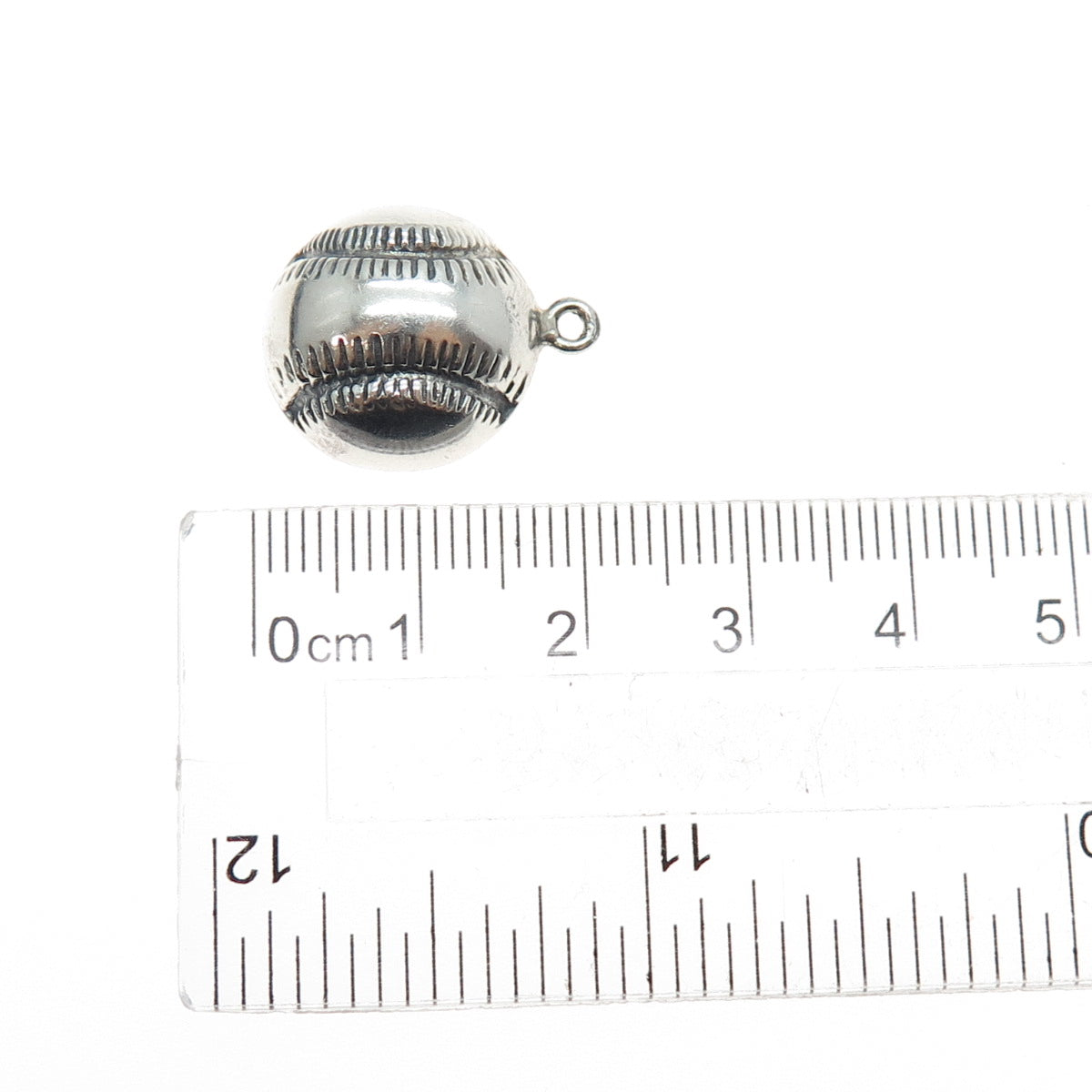 925 Sterling Silver Vintage Baseball Oxidized Mini Charm Pendant