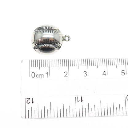 925 Sterling Silver Vintage Baseball Oxidized Mini Charm Pendant