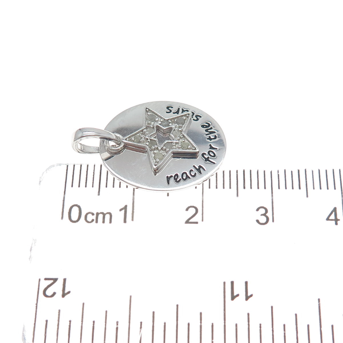 HAN 925 Sterling Silver Real Round-Cut Diamond Reach For The Stars Charm Pendant