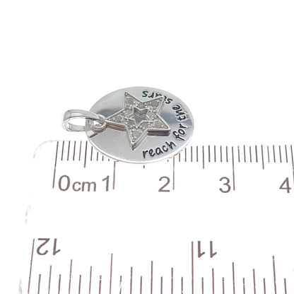 HAN 925 Sterling Silver Real Round-Cut Diamond Reach For The Stars Charm Pendant
