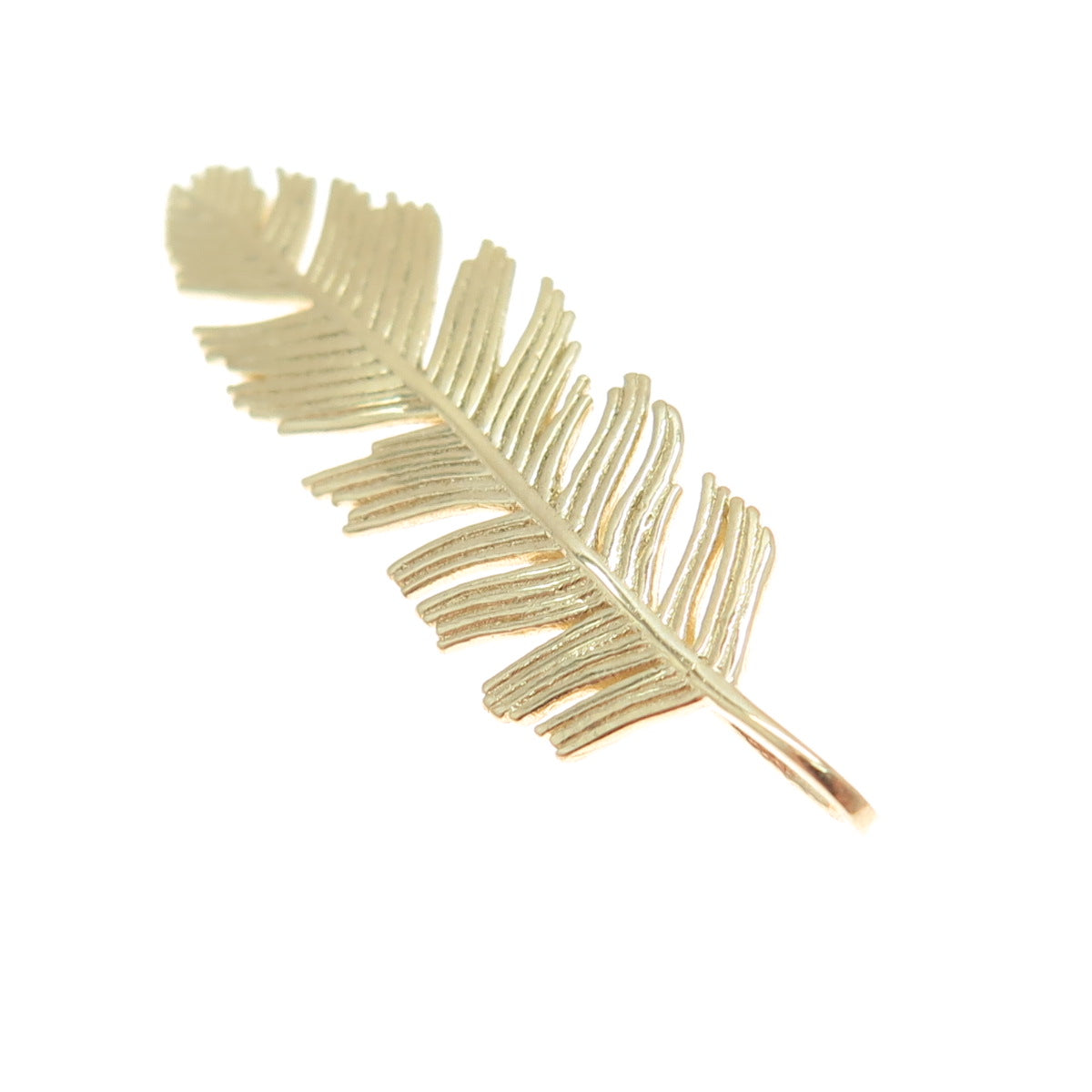 14K Yellow Gold Feather Minimalist Charm Pendant