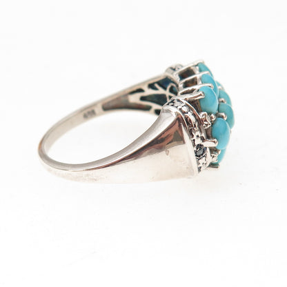 Chuck Clemency 925 Sterling Silver Real Blue Diamond & Turquoise Ring Size 10
