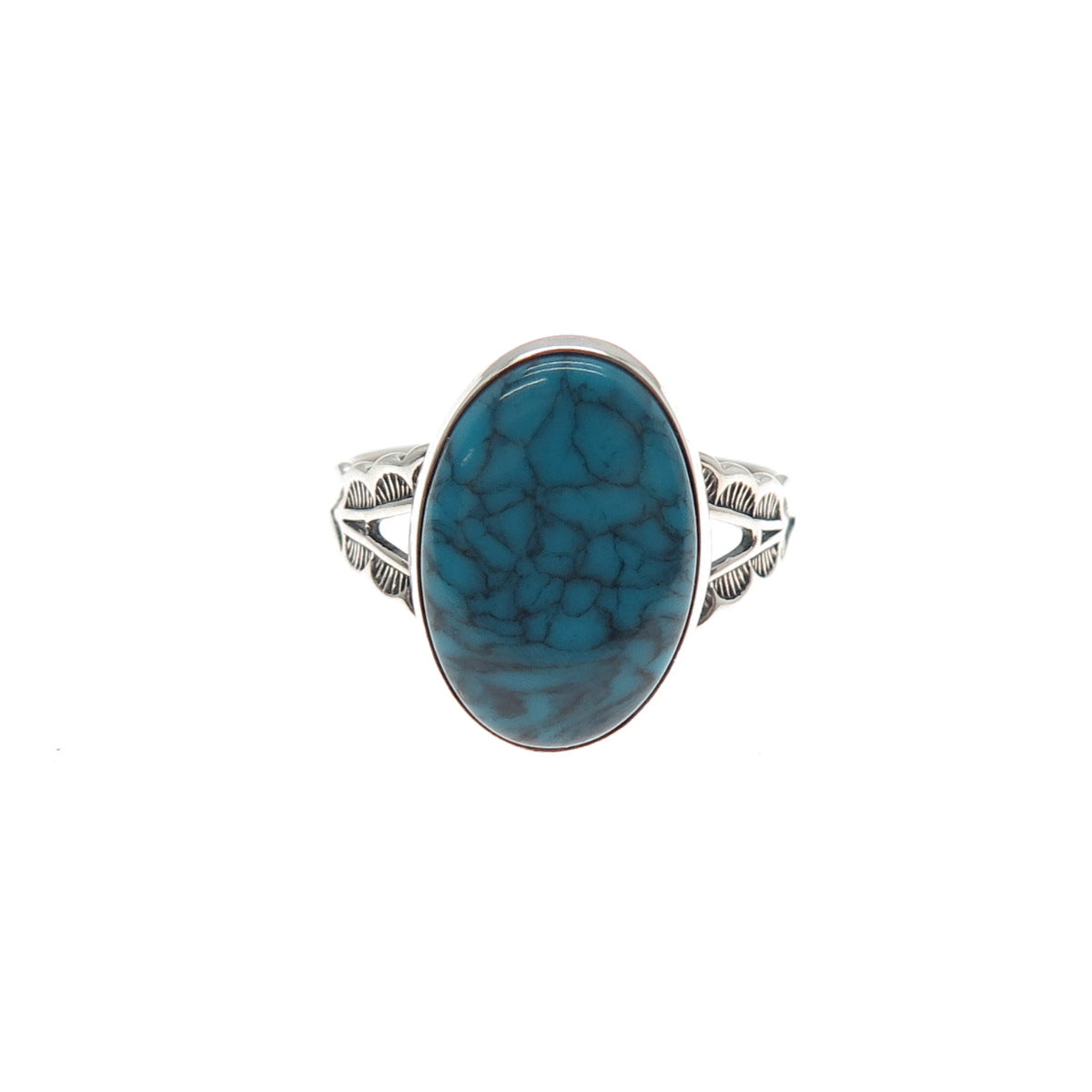 PACIFIC JEWELRY Old Pawn 925 Sterling Vintage Peacock Turquoise Ring Size 7.25