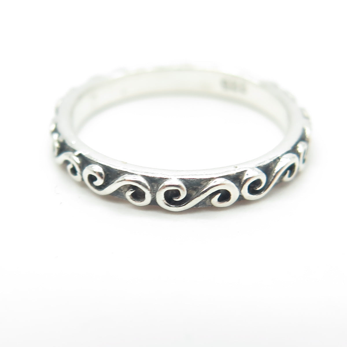 925 Sterling Silver Vintage Swirl Stackable Band Ring Size 5.5