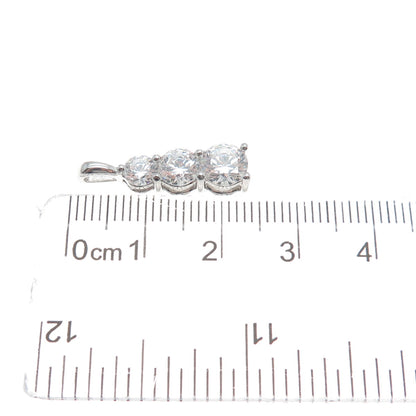 JCM JACMEL MAURITIUS 925 Sterling Silver Round-Cut Graduated C Z Mini Pendant
