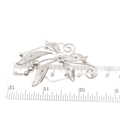 Curtis Curtman 925 Sterling Silver Vintage Floral Filigree Pin Brooch