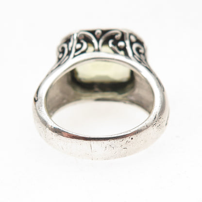 925 Sterling Silver Vintage Real Lemon Citrine Oxidized Ring Size 6