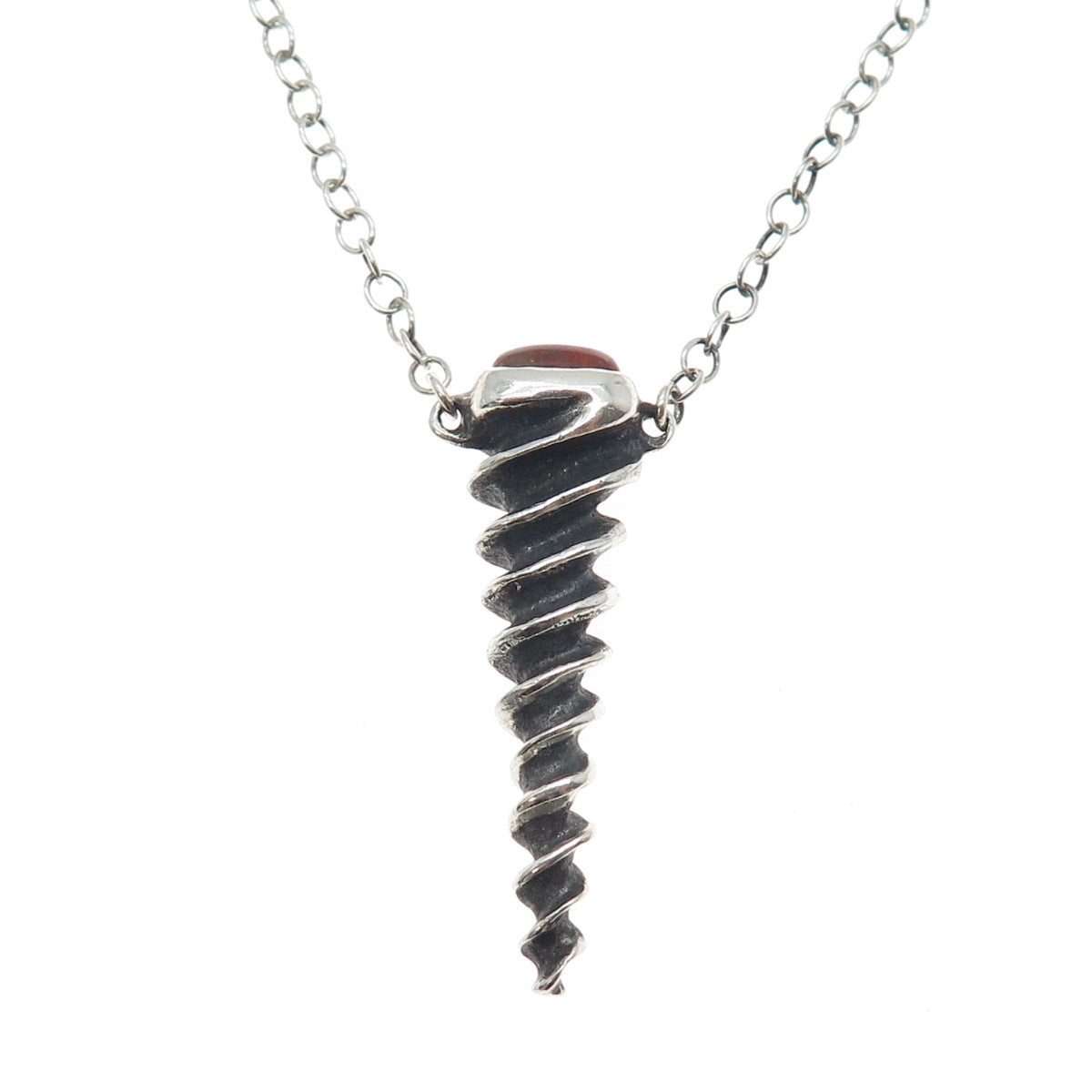 LK KATHERINE LINCOLN Sterling Silver Vintage Jasper Necklace 22" (missing lock)