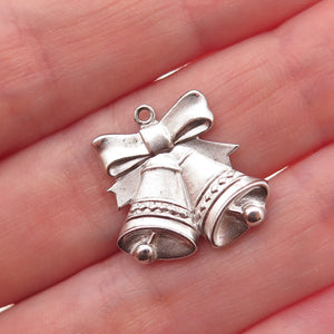 Anson 925 Sterling Silver Antique Art Deco Christmas Bells Charm Pendant