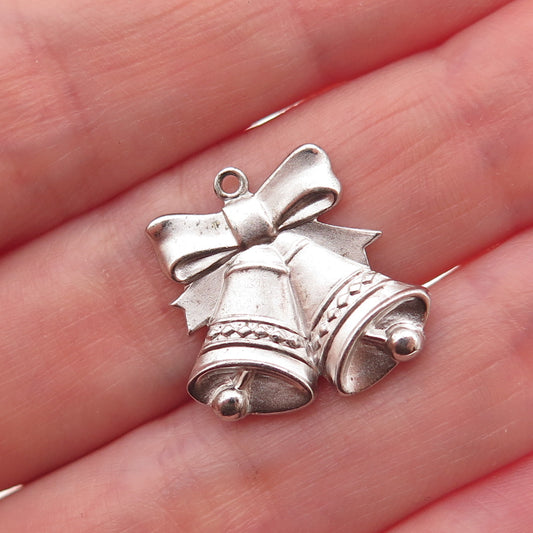 Anson 925 Sterling Silver Antique Art Deco Christmas Bells Charm Pendant