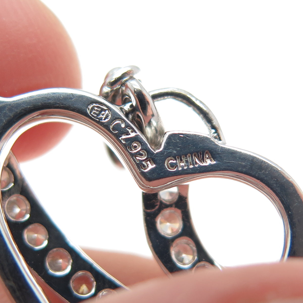 925 Sterling Silver Round-Cut C Z Heart Charm Pendant
