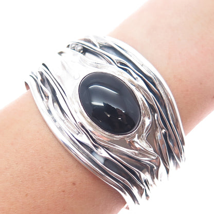 DOMINIQUE DINOUART 925 Sterling Silver Vintage Mexico Black Onyx Bracelet 7.75"