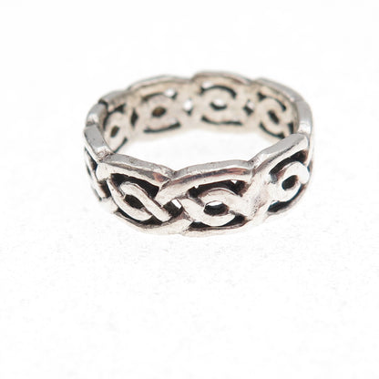 Peter Stone 925 Sterling Silver Vintage Celtic Knot Oxidized Band Ring Size 3.75