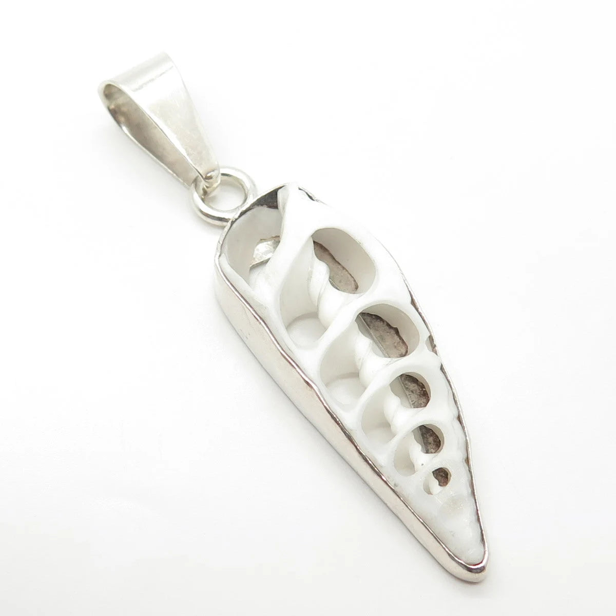 925 Sterling Silver Vintage White Ceramic Amulet Pendant