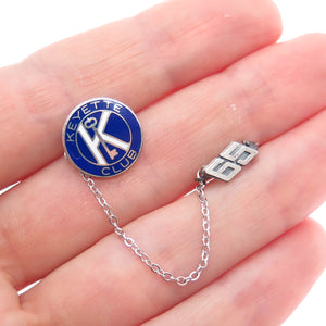 BATES & KLINKE Sterling Silver Vintage 1965 Enamel Keyette Club Double Chain Pin