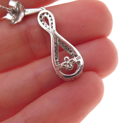 925 Sterling Silver Real Round-Cut Diamond Infinity Dangle Earrings