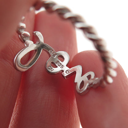 925 Sterling Silver Love Twisted Ring Size 6