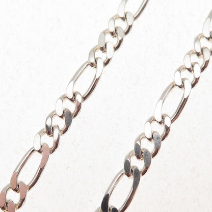 925 Sterling Silver Vintage Italy Figaro Chain Necklace 20"