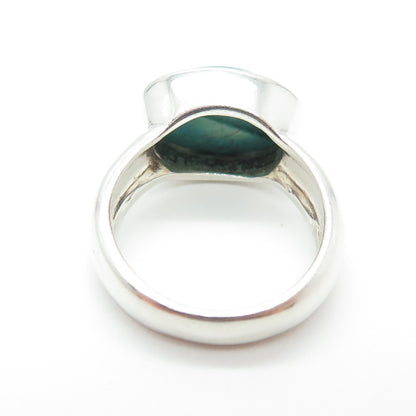 925 Sterling Silver Vintage Real Turquoise Gemstone Ring Size 7