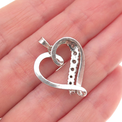 RL Richline 925 Sterling Silver Real Round-Cut Diamond Heart Charm Pendant