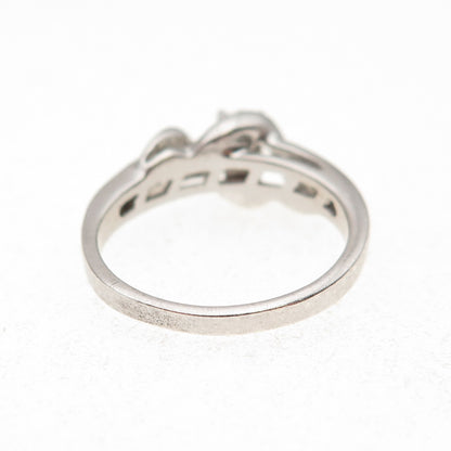 925 Sterling Silver Real Diamond Engagement Ring Size 7