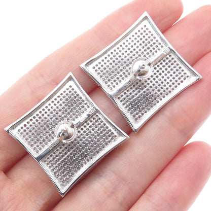 925 Sterling Silver Round-Cut C Z Sparkle Princess Square Earrings