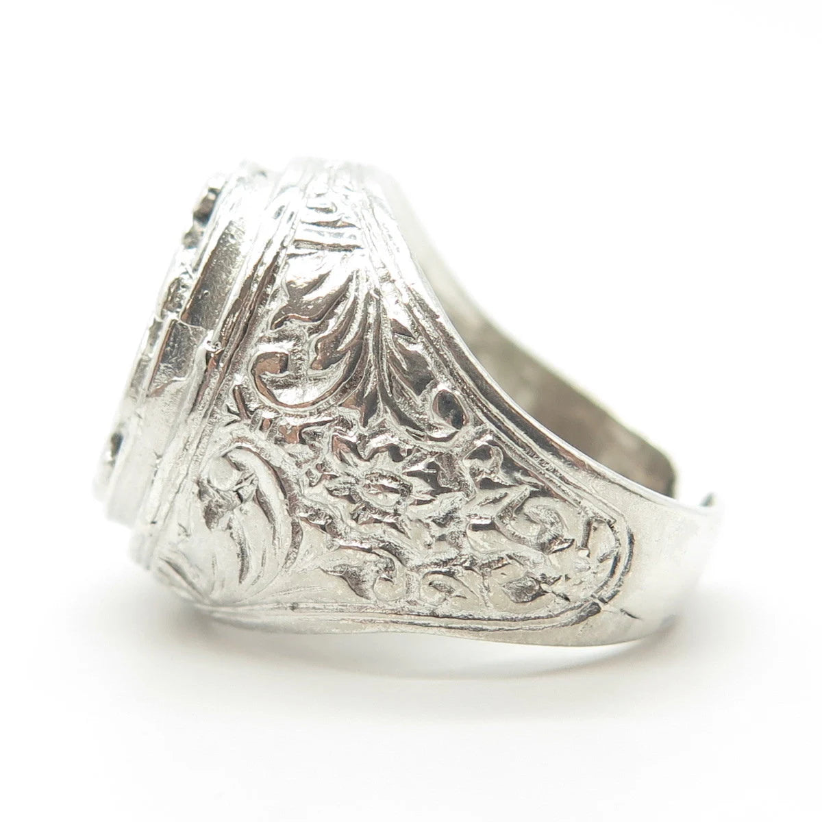 925 Sterling Silver Vintage Lion Adjustable Ring Size 7.75