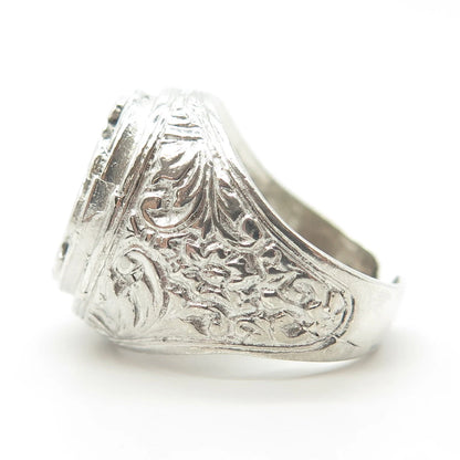 925 Sterling Silver Vintage Lion Adjustable Ring Size 7.75