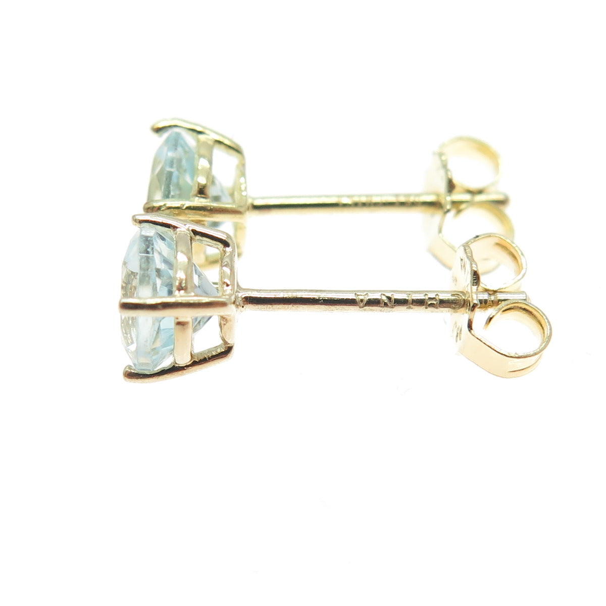 DBJ DEE BERKLEY 925 Sterling Silver Gold Plated Real Blue Topaz Stud Earrings