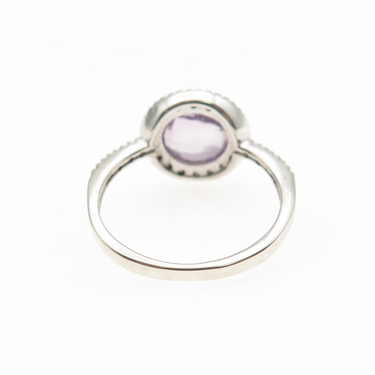 NOMINATION 925 Sterling Silver Real Round-Cut Amethyst & C Z Ring Size 7.25