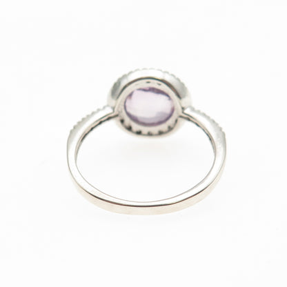 NOMINATION 925 Sterling Silver Real Round-Cut Amethyst & C Z Ring Size 7.25