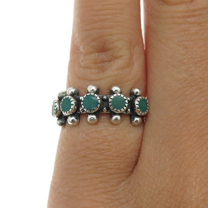 Old Pawn Sterling Silver Vintage Southwestern Turquoise Snake Eye Ring Size 4.5