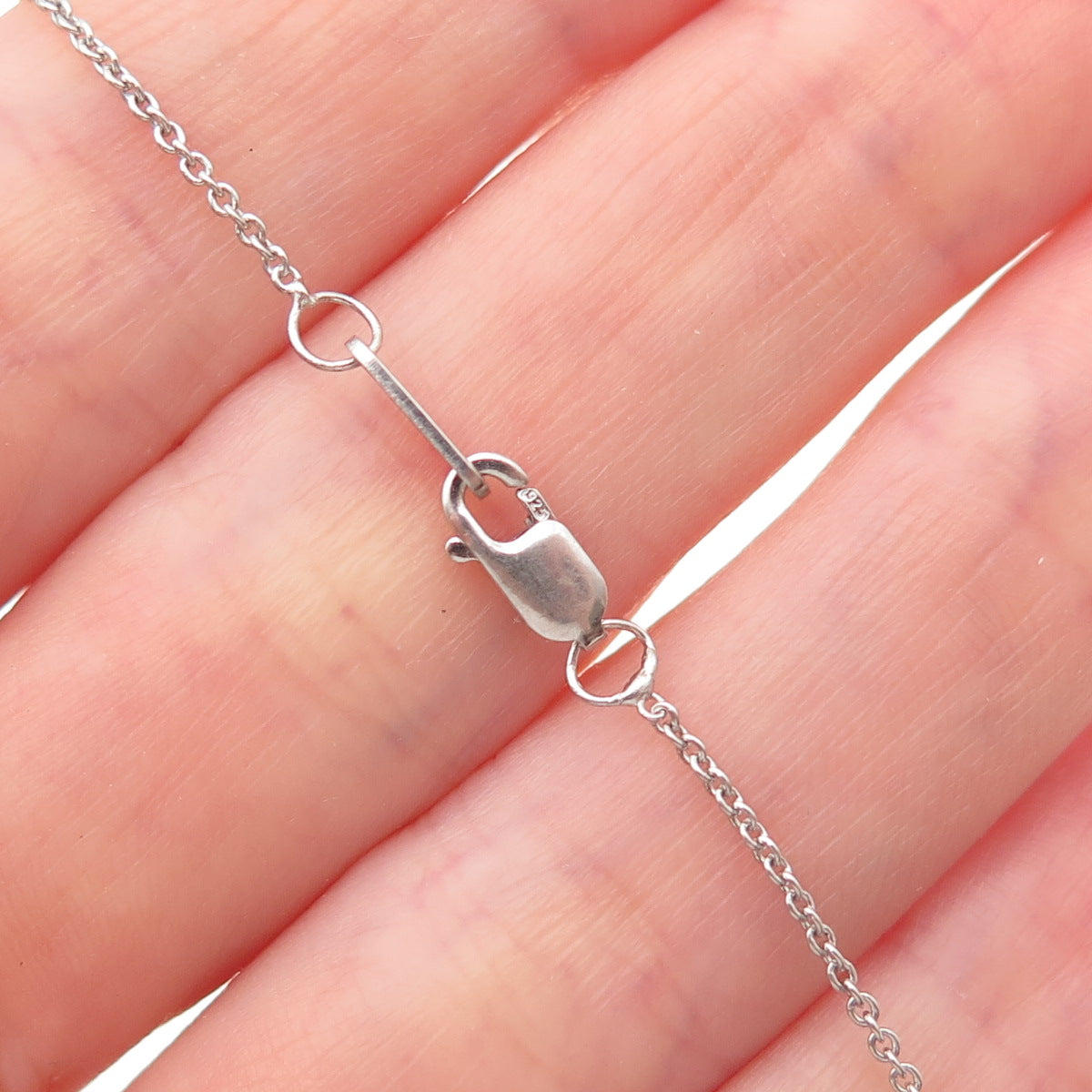 925 Sterling Silver Real Round-Cut Diamond Heart Key Cable Chain Necklace 18"