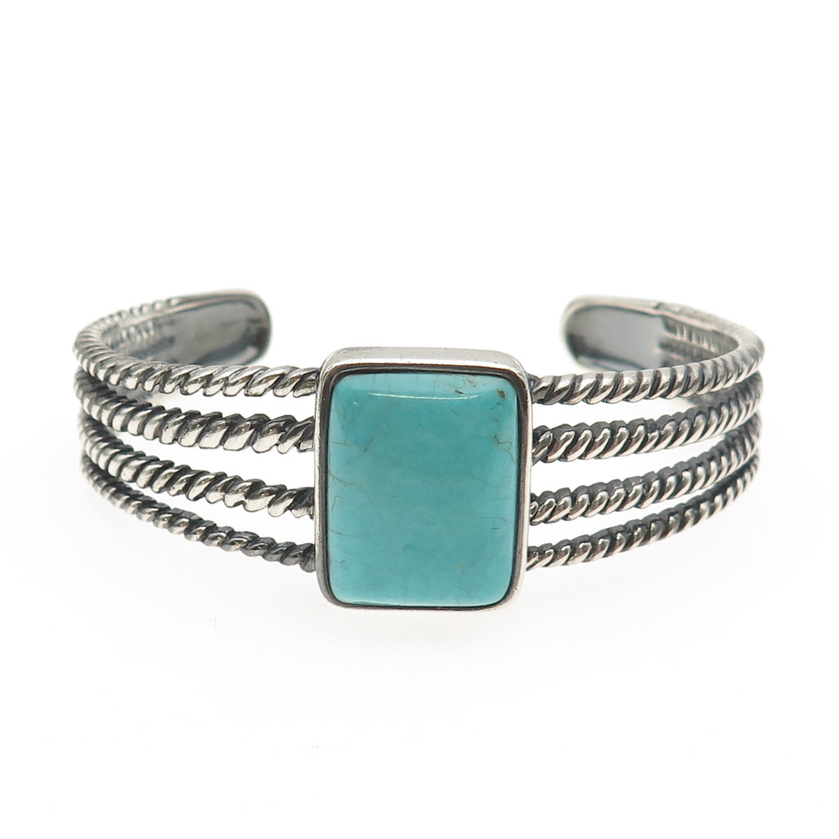 BARSE 925 Sterling Silver Vintage Real Tyrone Turquoise Adjustable Bracelet 7"