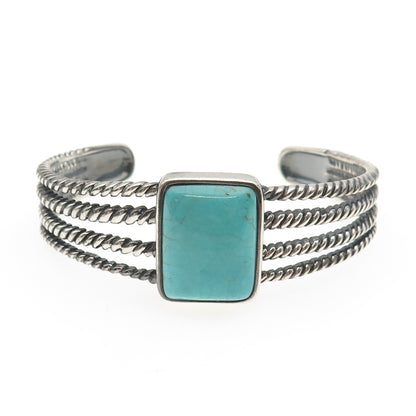 BARSE 925 Sterling Silver Vintage Real Tyrone Turquoise Adjustable Bracelet 7"