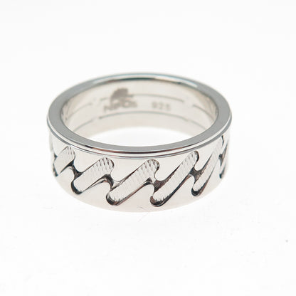NEOS 925 Sterling Silver Textured Sewing Stitches Band Ring Size 8.25